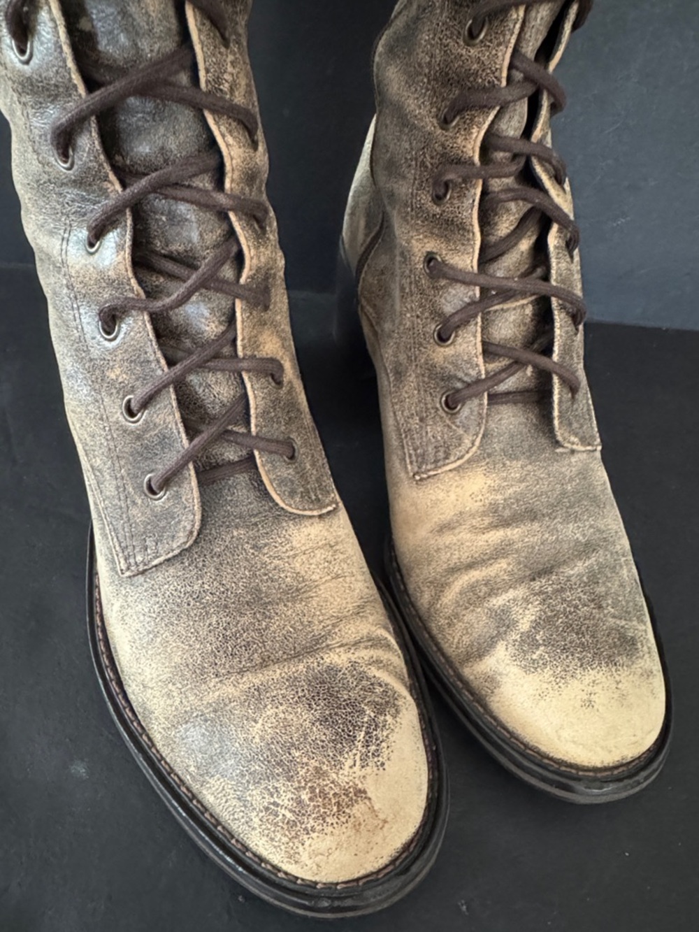 Vintage Pazzo Distressed Look Lace up Boots - Picture 12 of 17